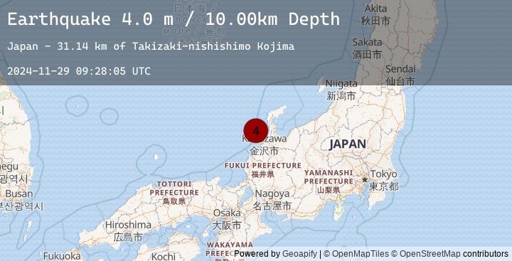 Map of NEAR WEST COAST OF HONSHU, JAPAN