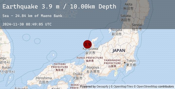 Map of NEAR WEST COAST OF HONSHU, JAPAN