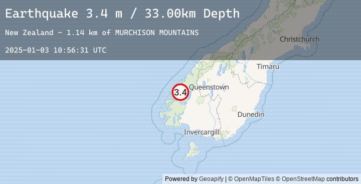 Map of SOUTH ISLAND OF NEW ZEALAND