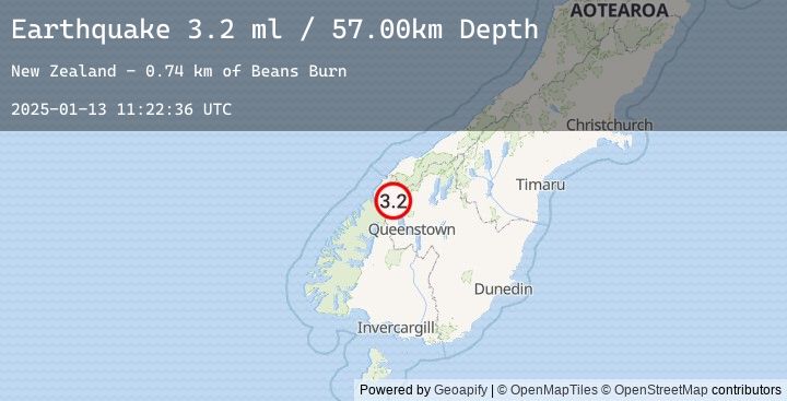 Map of SOUTH ISLAND OF NEW ZEALAND