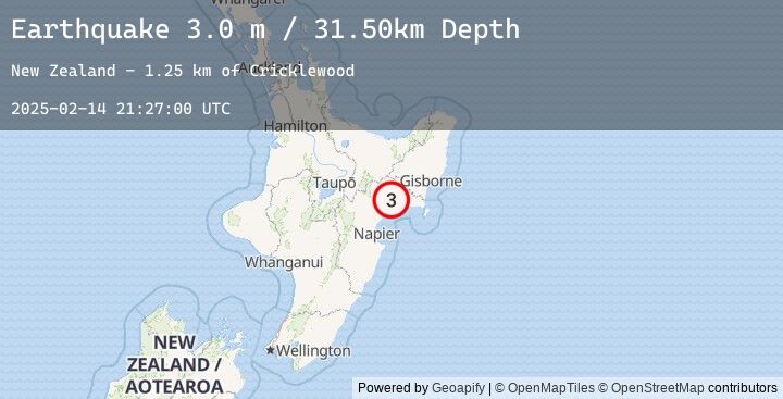 Map of NORTH ISLAND OF NEW ZEALAND