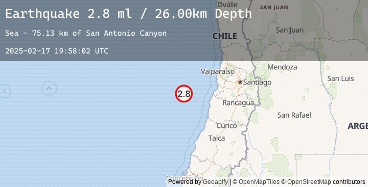 Map of OFF COAST OF VALPARAISO, CHILE