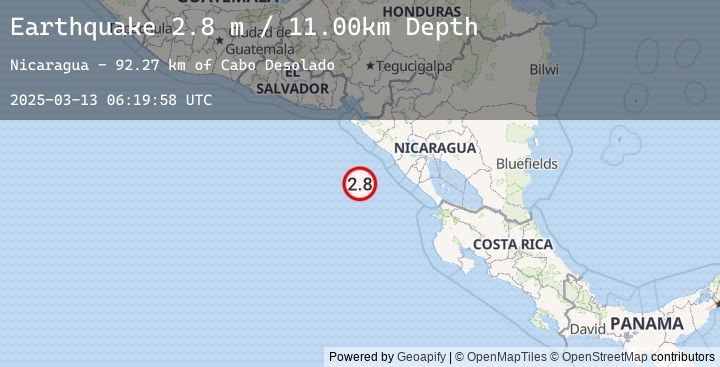 Map of NEAR COAST OF NICARAGUA