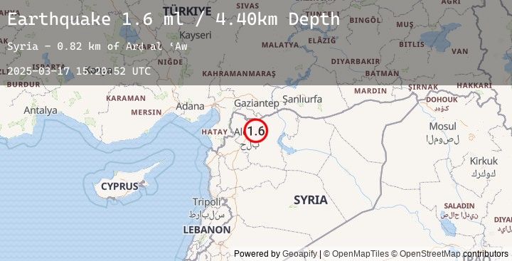 Map of TURKEY-SYRIA BORDER REGION