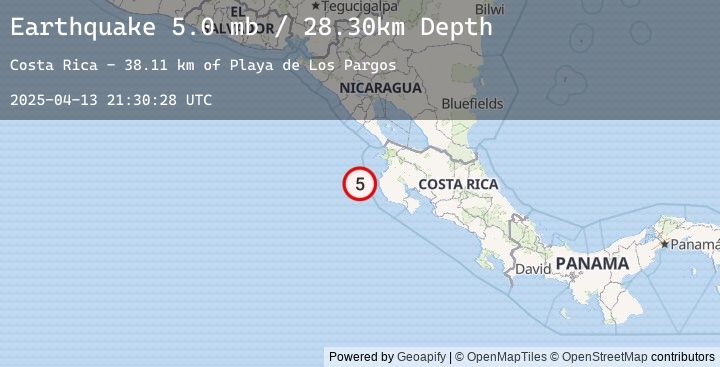 Map of OFF COAST OF COSTA RICA