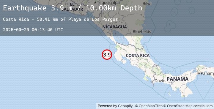Map of OFF COAST OF COSTA RICA