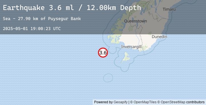 Map of OFF W. COAST OF S. ISLAND, N.Z.