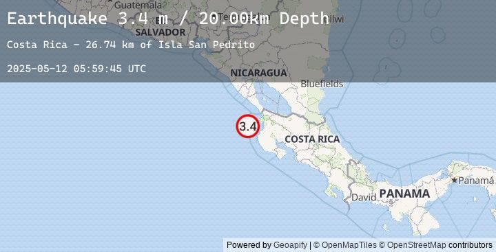 Map of OFF COAST OF COSTA RICA