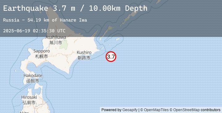 Map of OFF COAST OF HOKKAIDO, JAPAN