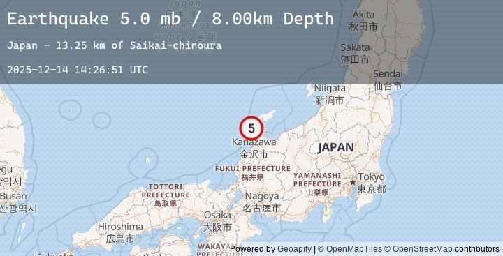 Map of NEAR WEST COAST OF HONSHU, JAPAN
