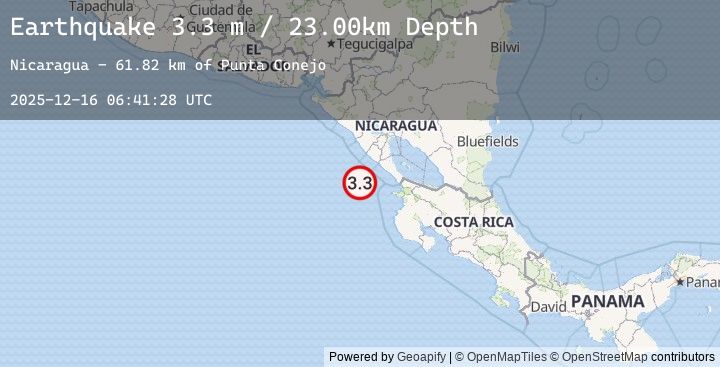 Map of NEAR COAST OF NICARAGUA