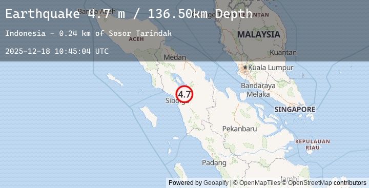 Map of NORTHERN SUMATRA, INDONESIA