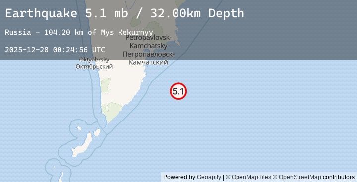 Map of OFF EAST COAST OF KAMCHATKA