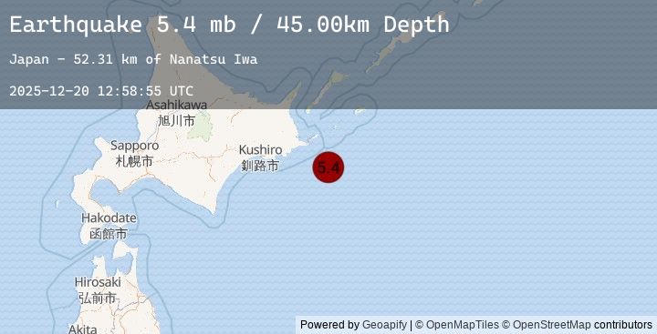 Map of OFF COAST OF HOKKAIDO, JAPAN