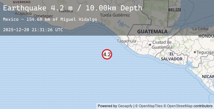 Map of OFF COAST OF CHIAPAS, MEXICO