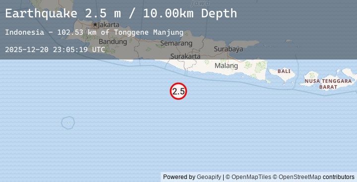 Map of SOUTH OF JAVA, INDONESIA