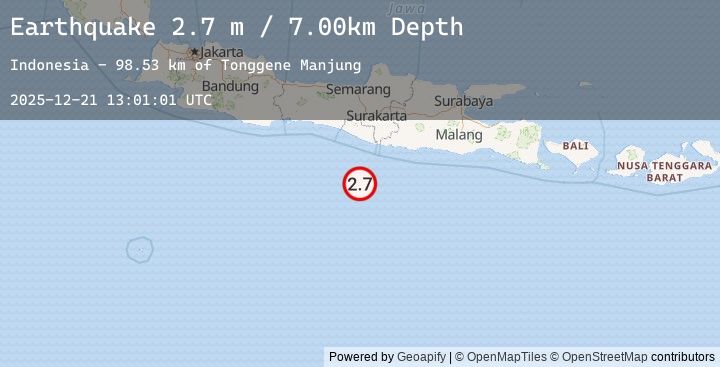 Map of SOUTH OF JAVA, INDONESIA