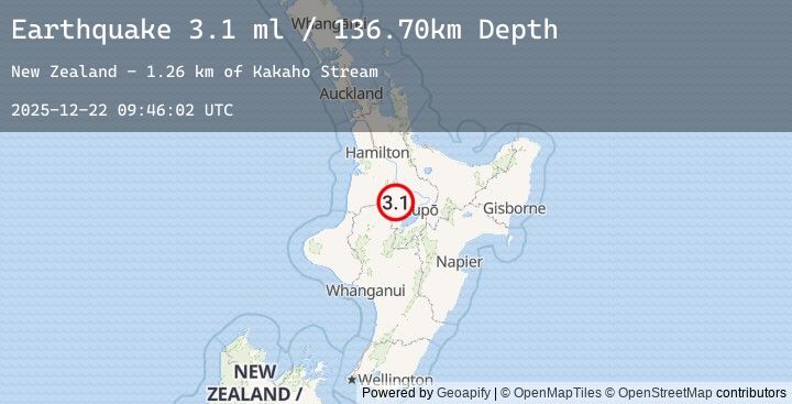 Map of NORTH ISLAND OF NEW ZEALAND