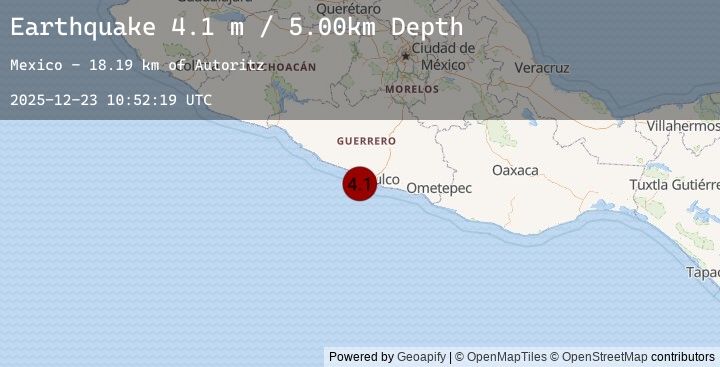 Map of OFFSHORE GUERRERO, MEXICO