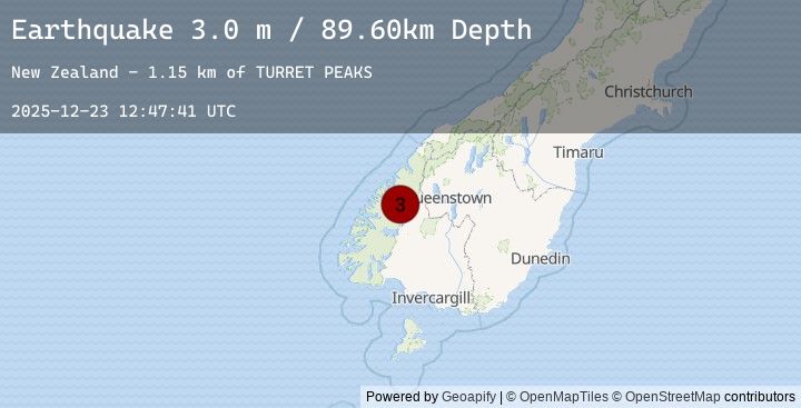 Map of SOUTH ISLAND OF NEW ZEALAND