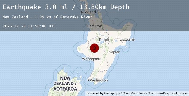 Map of NORTH ISLAND OF NEW ZEALAND