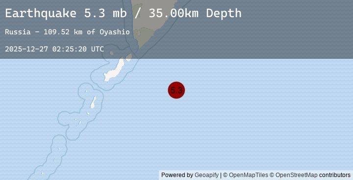 Map of EAST OF KURIL ISLANDS