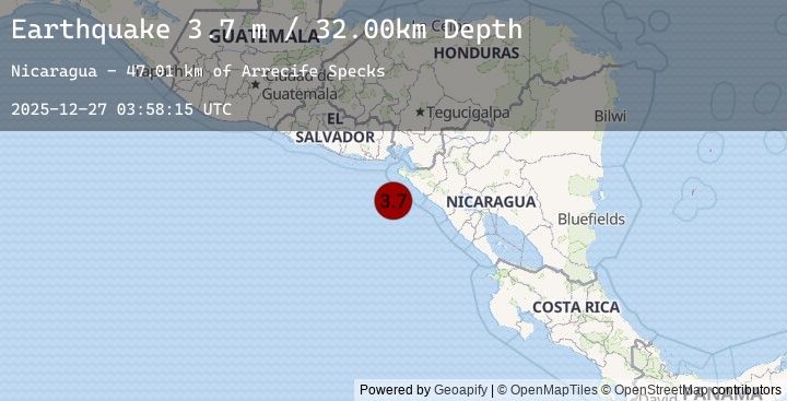 Map of NEAR COAST OF NICARAGUA