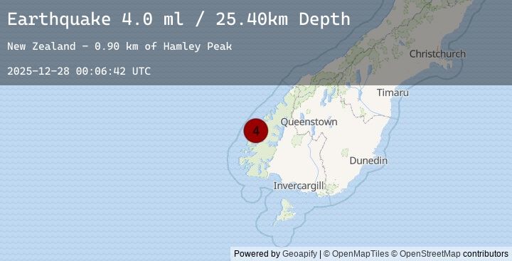 Map of SOUTH ISLAND OF NEW ZEALAND