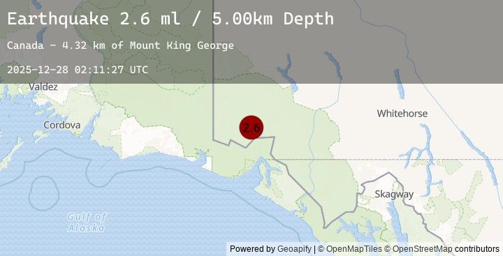 Map of SOUTHERN YUKON TERRITORY, CANADA