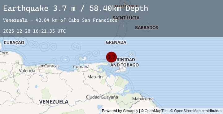 Map of OFFSHORE SUCRE, VENEZUELA
