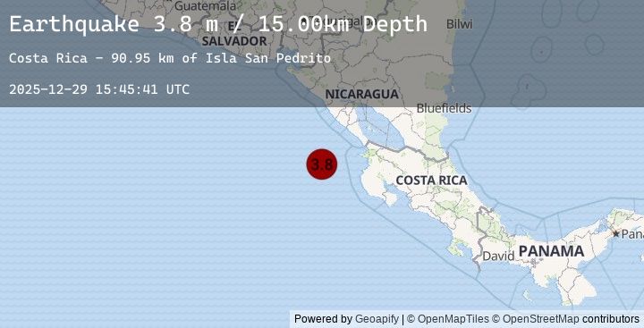 Map of OFF COAST OF COSTA RICA