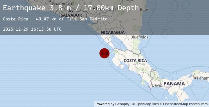 Map of OFF COAST OF COSTA RICA