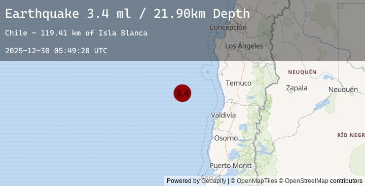 Map of OFF COAST OF LOS LAGOS, CHILE