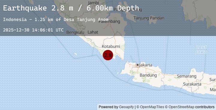 Map of SOUTHERN SUMATRA, INDONESIA