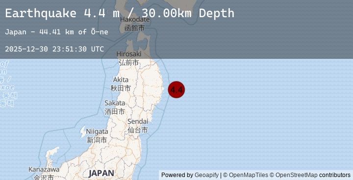 Map of NEAR EAST COAST OF HONSHU, JAPAN