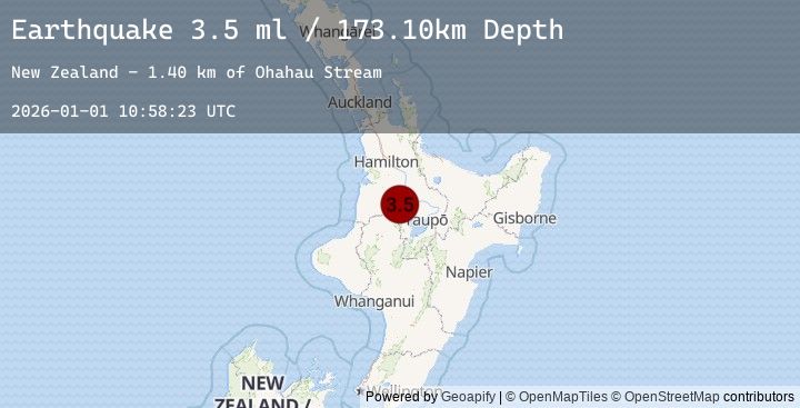 Map of NORTH ISLAND OF NEW ZEALAND