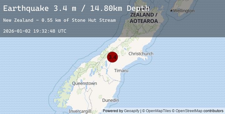 Map of SOUTH ISLAND OF NEW ZEALAND