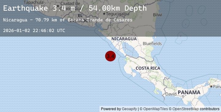 Map of NEAR COAST OF NICARAGUA