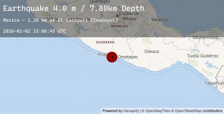Map of OFFSHORE GUERRERO, MEXICO