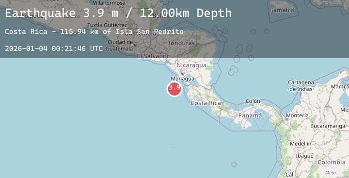 Map of OFF COAST OF COSTA RICA