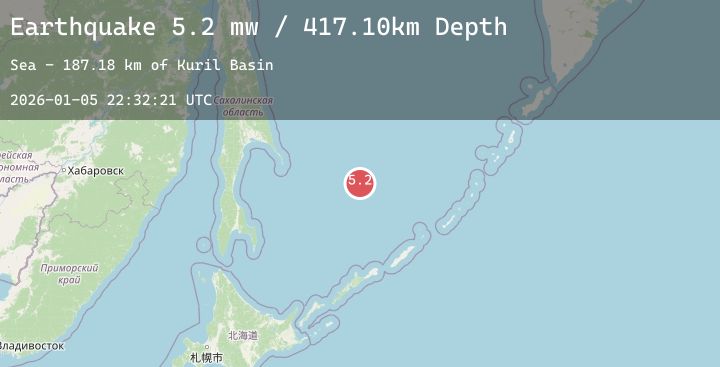 Map of NORTHWEST OF KURIL ISLANDS
