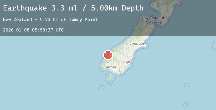Map of SOUTH ISLAND OF NEW ZEALAND