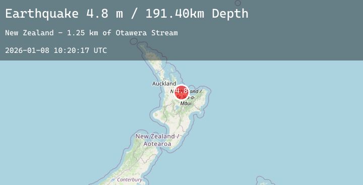 Map of NORTH ISLAND OF NEW ZEALAND