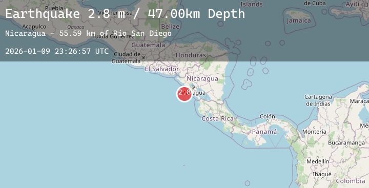 Map of NEAR COAST OF NICARAGUA