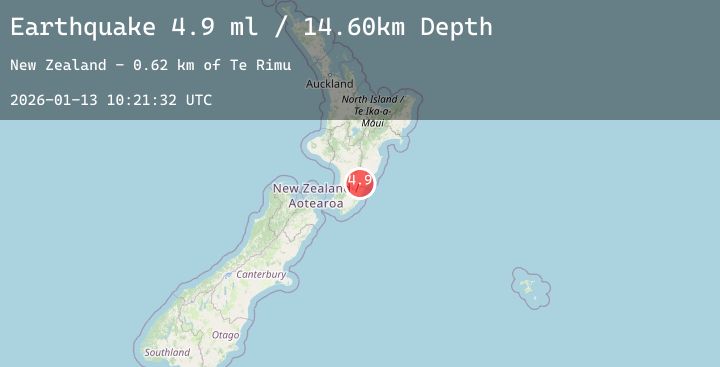 Map of NORTH ISLAND OF NEW ZEALAND
