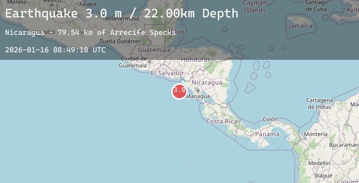 Map of NEAR COAST OF NICARAGUA