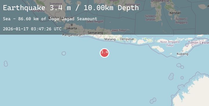 Map of SOUTH OF JAVA, INDONESIA