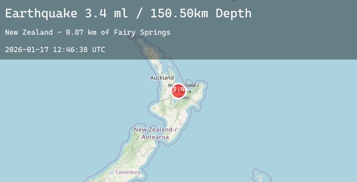 Map of NORTH ISLAND OF NEW ZEALAND