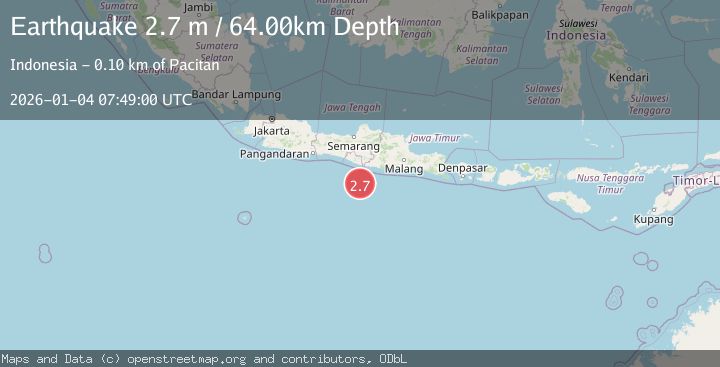 Map of SOUTH OF JAVA, INDONESIA