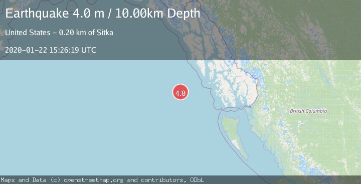 Map of OFF COAST OF SOUTHEASTERN ALASKA